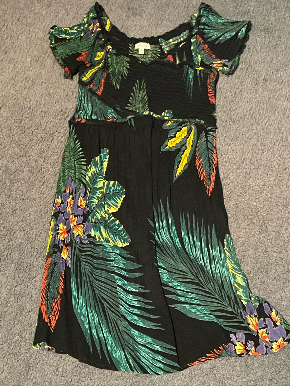 Tropical Print Midi Dress